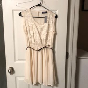Cream dress with belt